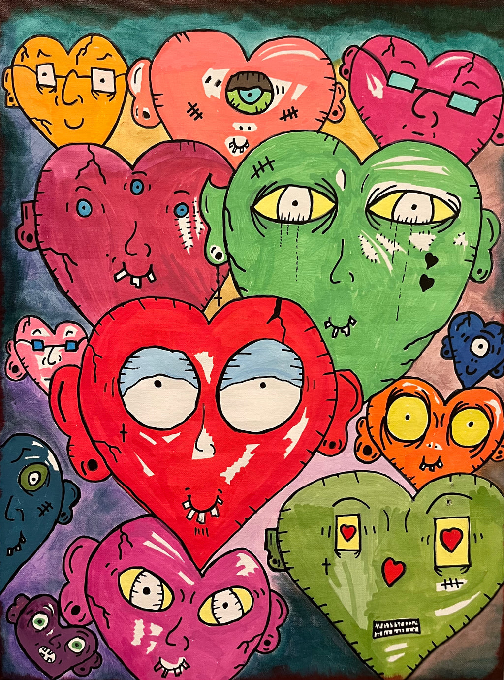 Heart head family large t shirt